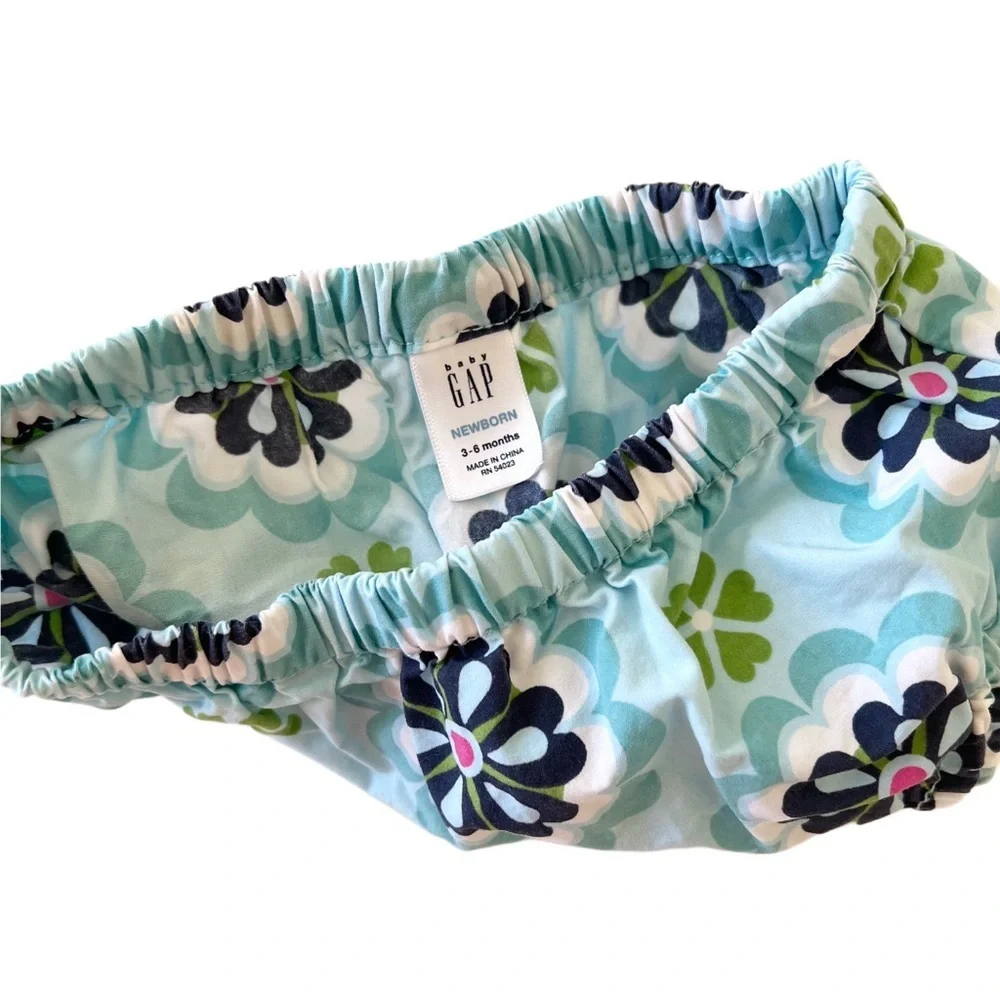 Vintage GAP Blue Green Pink Floral A-Line Dress with Bloomer SET | Girl 3 Month